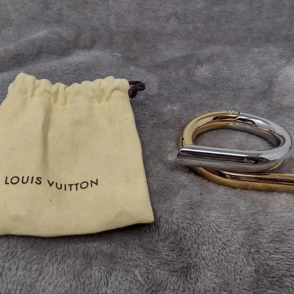 Louis Vuitton MP1516 Twist Bracelet Runway Gold‎ Palladium Hinge RARE Authentic